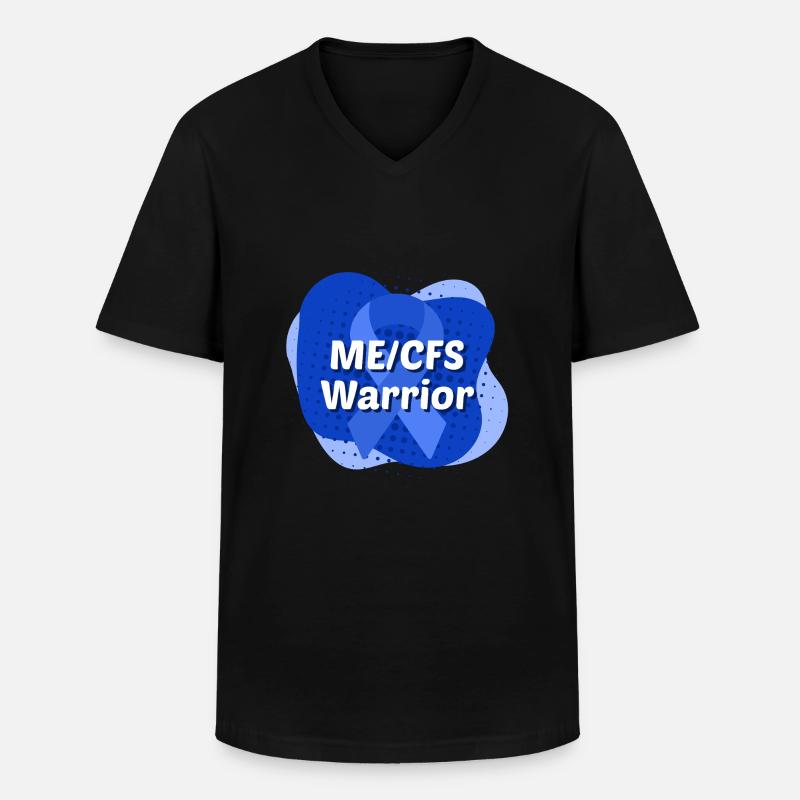ME/CFS Warrior blaue Schleife - Männer-T-Shirt mit V-Ausschnitt - Schwarz