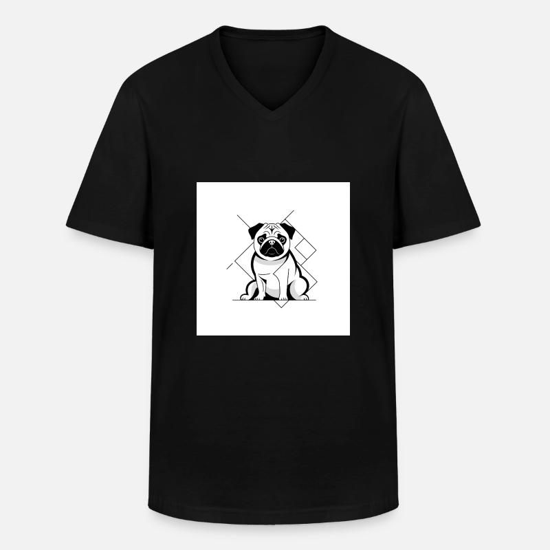 Mops Sitz - Männer-T-Shirt mit V-Ausschnitt - Schwarz