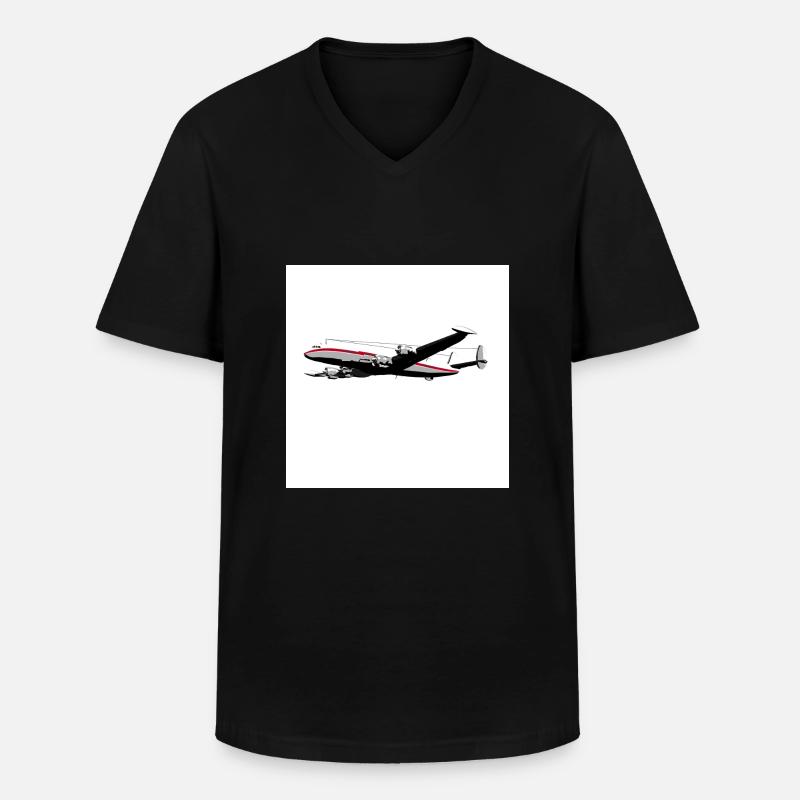 Flugzeug - Männer-T-Shirt mit V-Ausschnitt - Schwarz