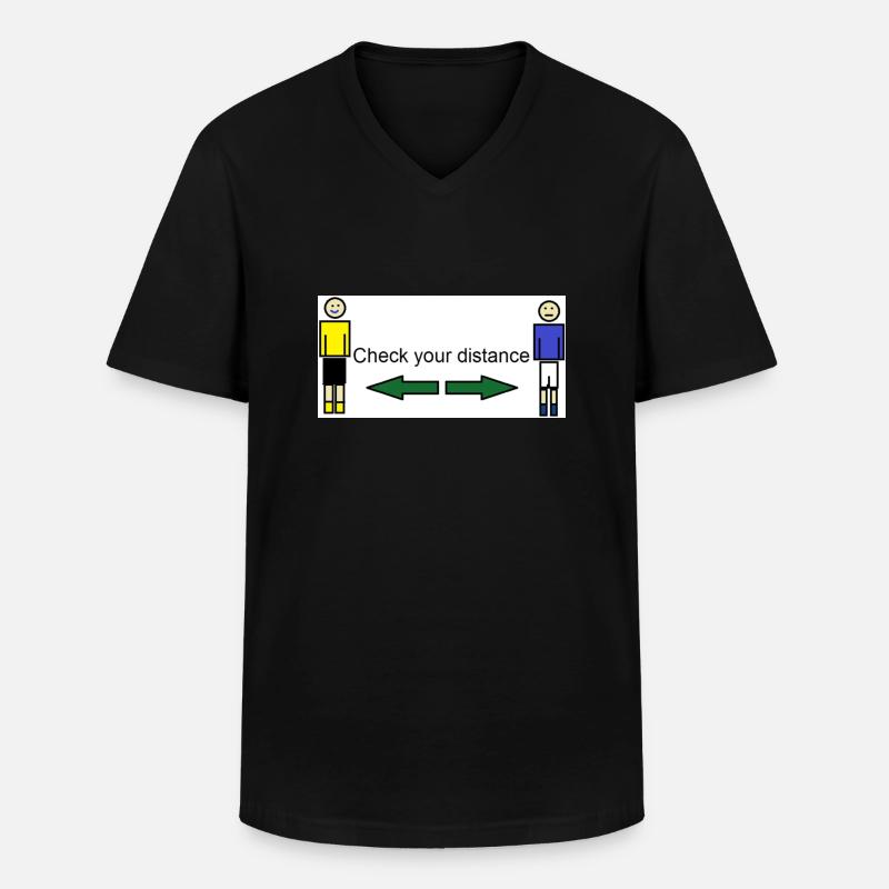 Check distance - Männer-T-Shirt mit V-Ausschnitt - Schwarz