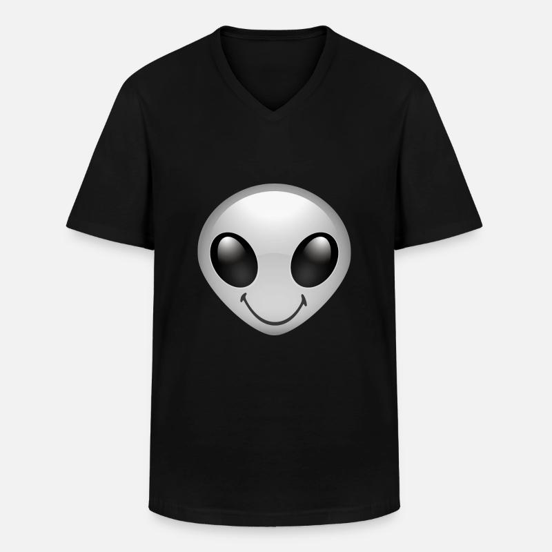 Smiley Alien - Männer-T-Shirt mit V-Ausschnitt - Schwarz