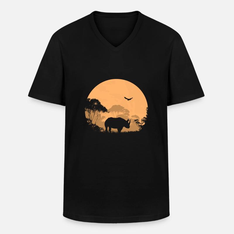 Rhino - Nashorn - Männer-T-Shirt mit V-Ausschnitt - Schwarz