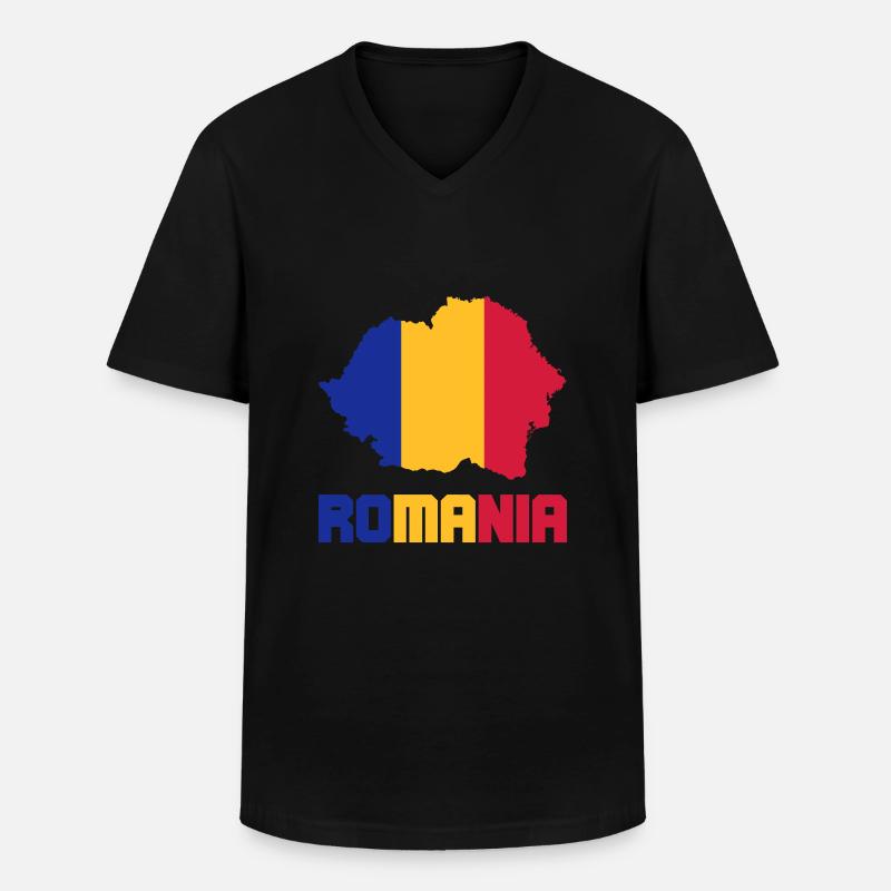 Rumänien - Männer-T-Shirt mit V-Ausschnitt - Schwarz
