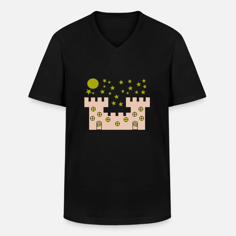 castle - Männer-T-Shirt mit V-Ausschnitt - Schwarz