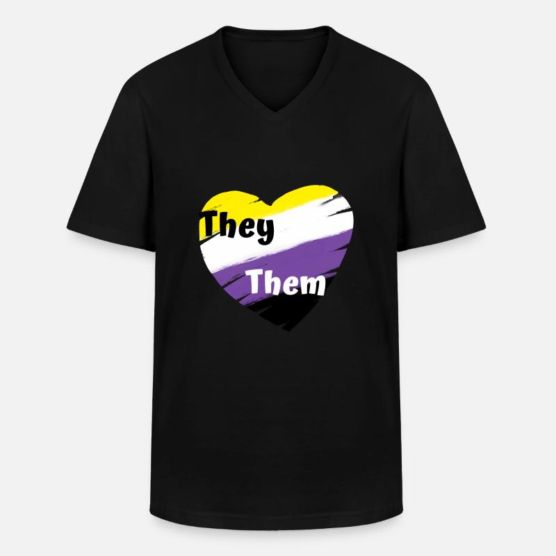 Non binary They Them - Men's V-Neck T-Shirt - black