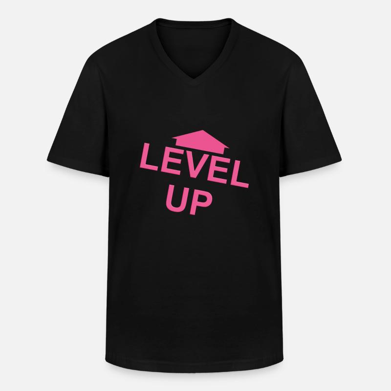 Rosa Pfeil zum Levelaufstieg - Männer-T-Shirt mit V-Ausschnitt - Schwarz