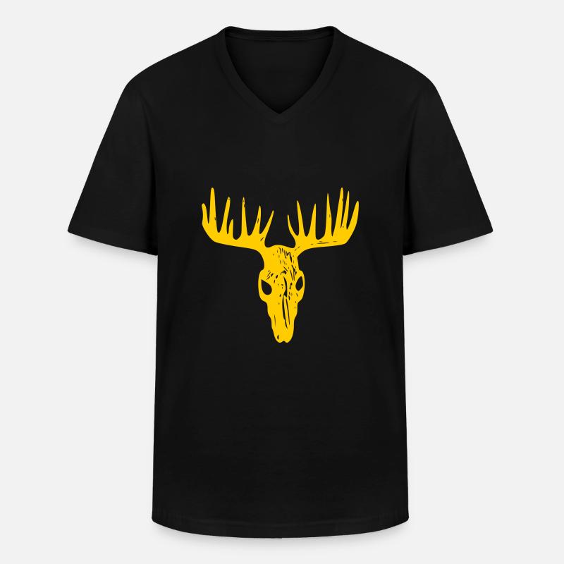 Elchschädel / Elchsake - Männer-T-Shirt mit V-Ausschnitt - Schwarz