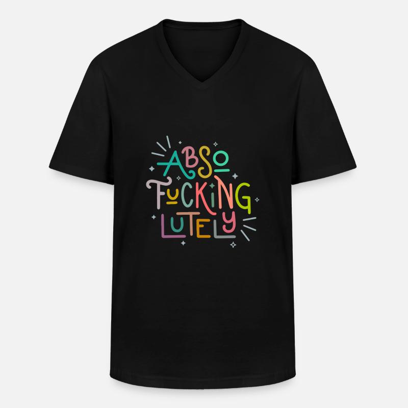 Absofuckinglument - T-shirt col V Homme - noir