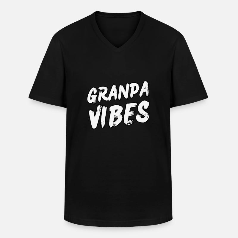 Opa-Vibes - Männer-T-Shirt mit V-Ausschnitt - Schwarz