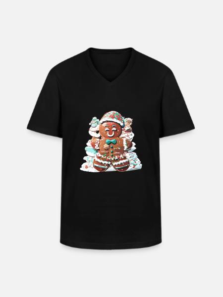 Lebkuchen Männchen - Männer-T-Shirt mit V-Ausschnitt - Schwarz