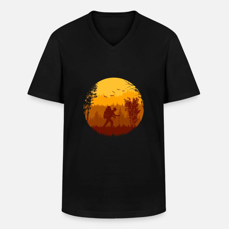 Wanderreise - Männer-T-Shirt mit V-Ausschnitt - Schwarz