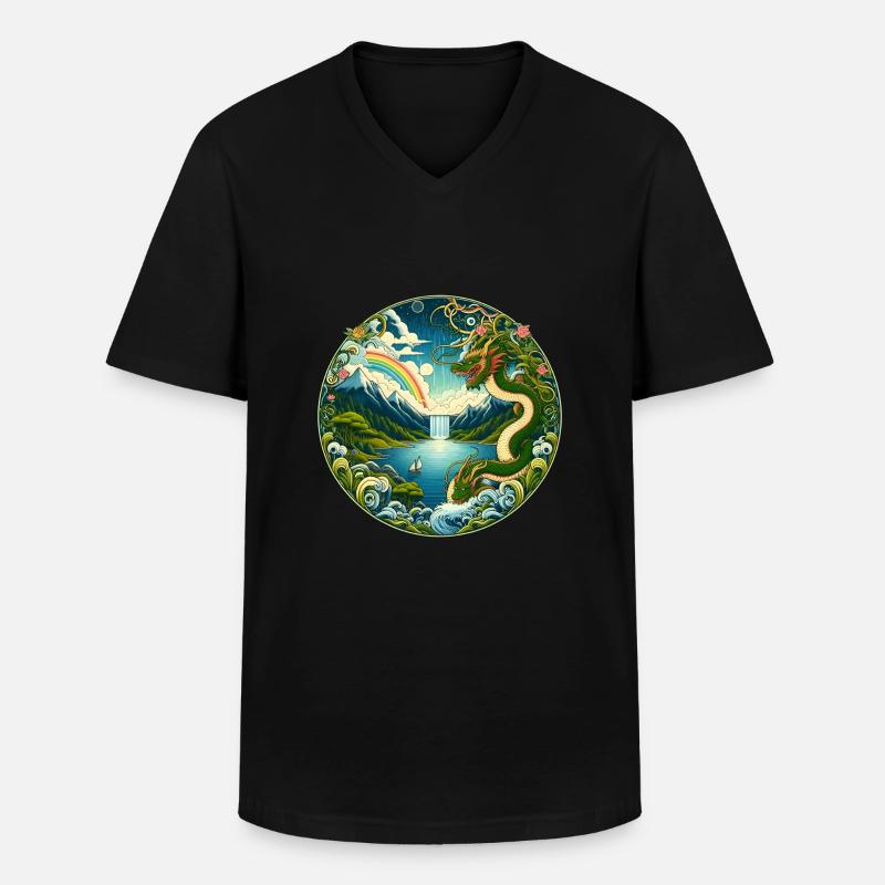 Chinesisches Märchen - Männer-T-Shirt mit V-Ausschnitt - Schwarz