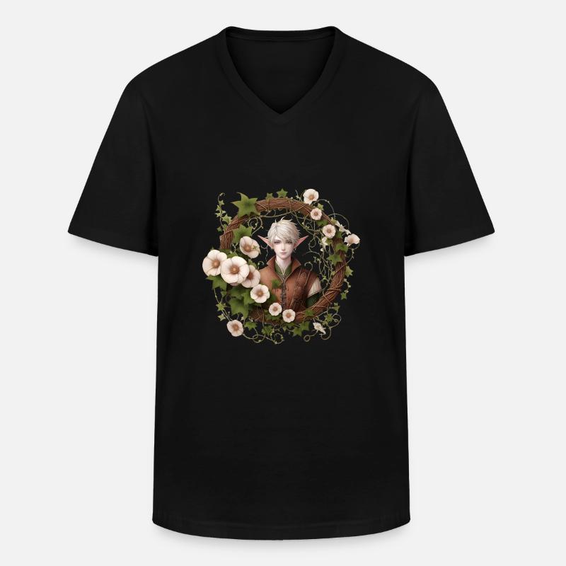 Blumenelf - Männer-T-Shirt mit V-Ausschnitt - Schwarz