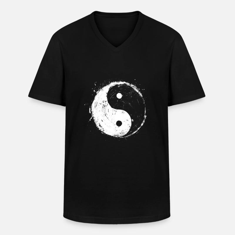 Yin Yang - Männer-T-Shirt mit V-Ausschnitt - Schwarz