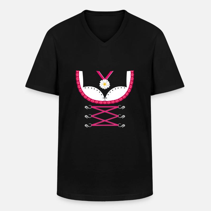 Dirndl Pink - Männer-T-Shirt mit V-Ausschnitt - Schwarz