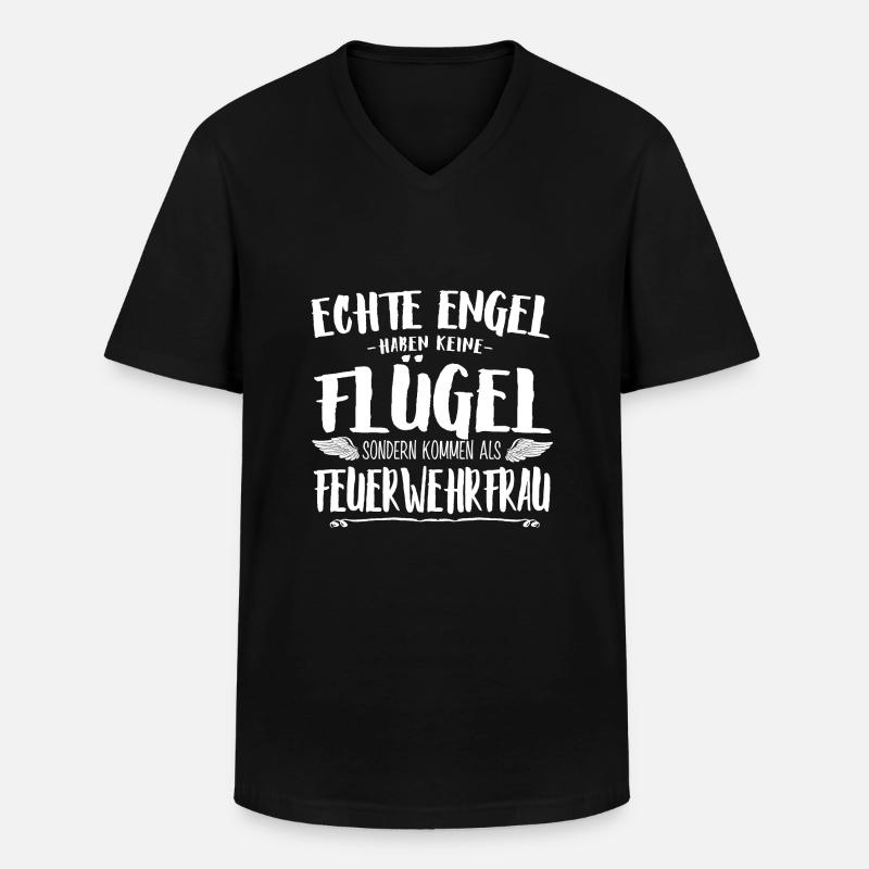 Feuerwehrfrau Tshirt-Engel - Männer-T-Shirt mit V-Ausschnitt - Schwarz