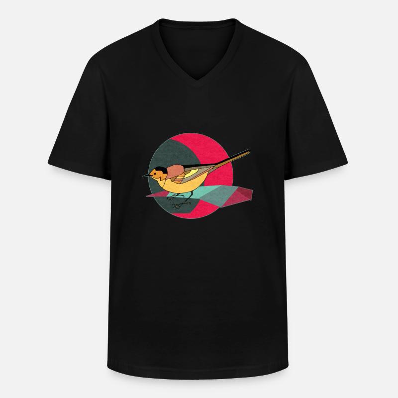 Bunter Vogel - Männer-T-Shirt mit V-Ausschnitt - Schwarz