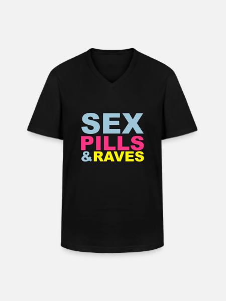 Sex Pills Raves - Men's V-Neck T-Shirt - black