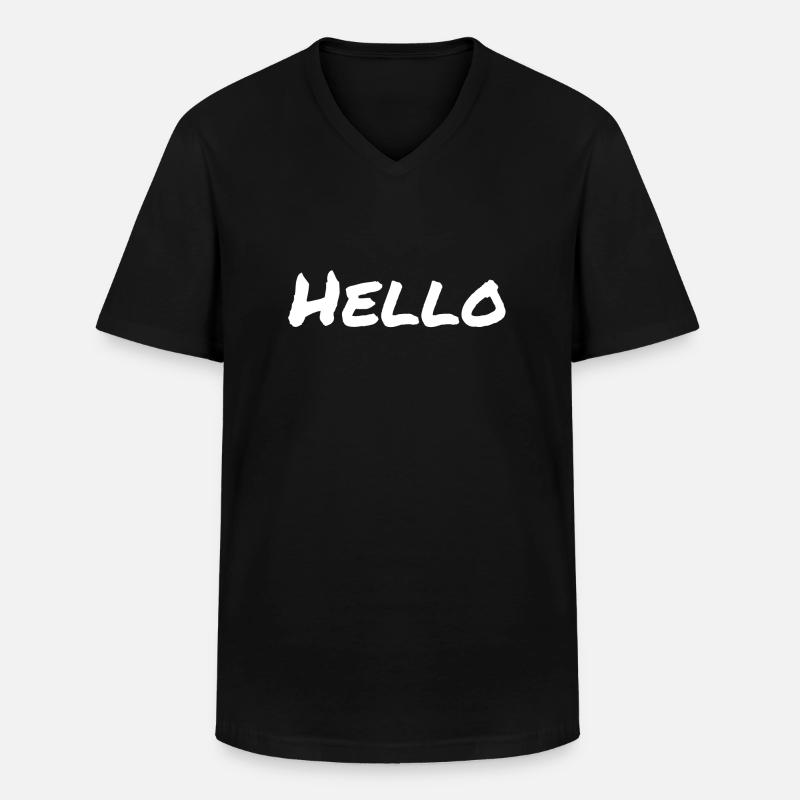 Hello - Männer-T-Shirt mit V-Ausschnitt - Schwarz