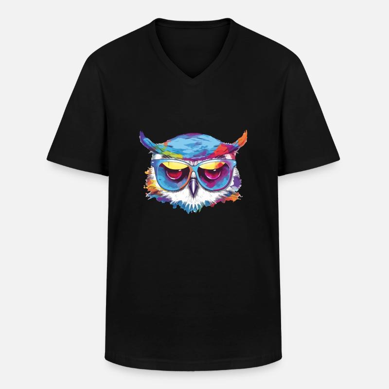 Kohl die Eule - Männer-T-Shirt mit V-Ausschnitt - Schwarz