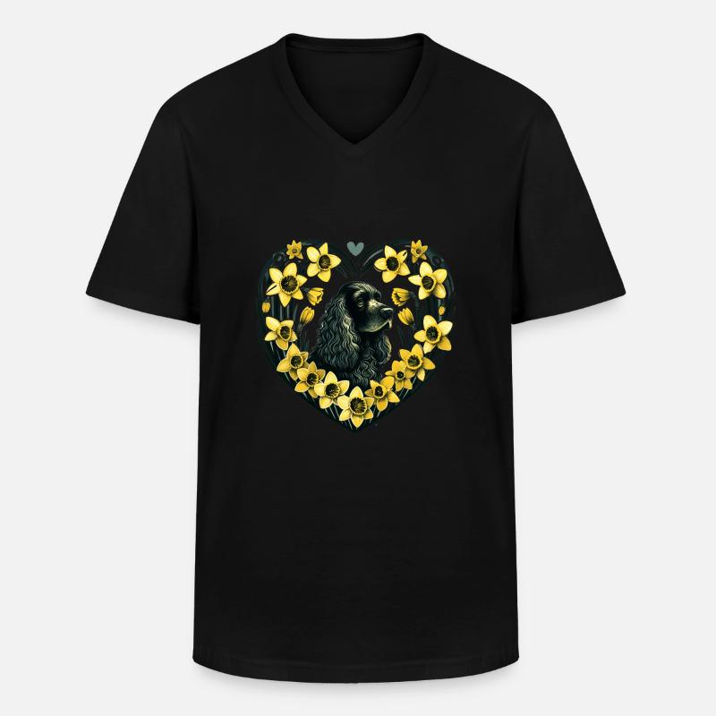 Schwarzer Cocker Spaniel - Männer-T-Shirt mit V-Ausschnitt - Schwarz