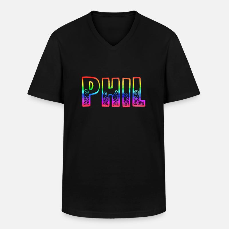 phil rs regenbogen - Männer-T-Shirt mit V-Ausschnitt - Schwarz