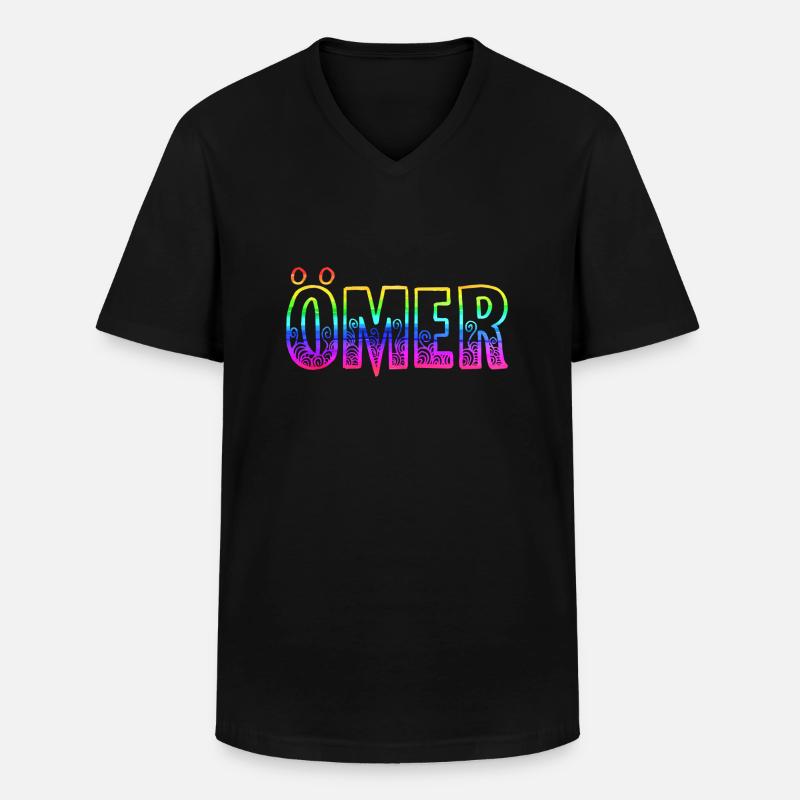 ömer rs regenbogen - Männer-T-Shirt mit V-Ausschnitt - Schwarz
