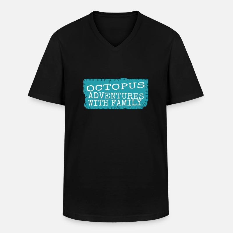 birthday present idea observing octopuses - Männer-T-Shirt mit V-Ausschnitt - Schwarz