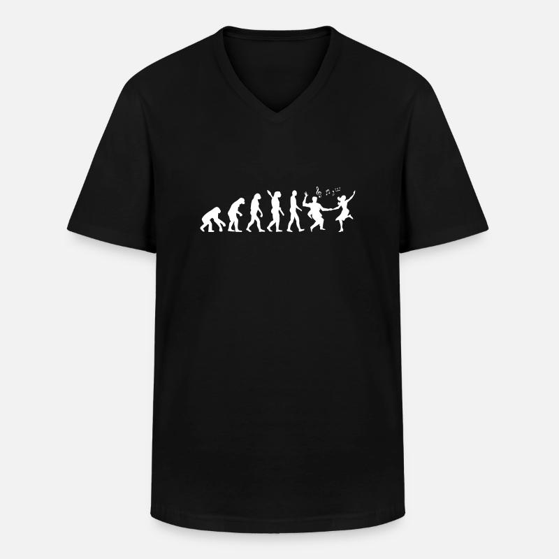Darwin Evolution to Swing - White - T-shirt col V Homme - noir