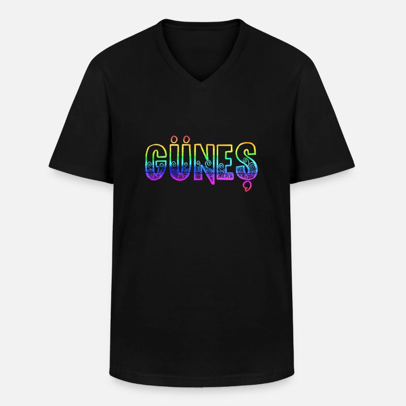 güneş rs regenbogen - Männer-T-Shirt mit V-Ausschnitt - Schwarz