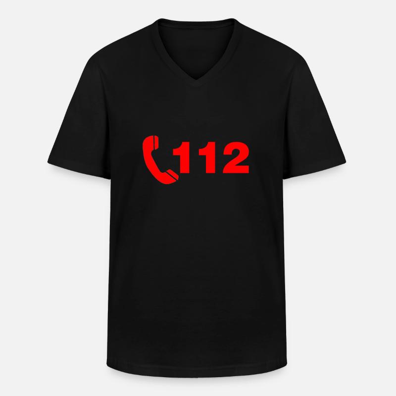 Feuer 112 - Männer-T-Shirt mit V-Ausschnitt - Schwarz