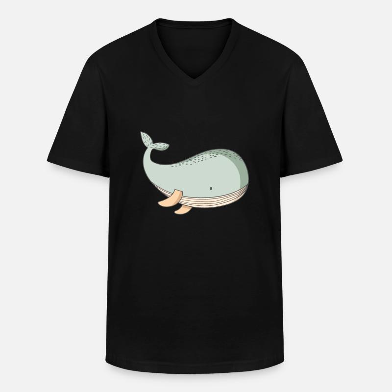 Wal Walmotiv - Männer-T-Shirt mit V-Ausschnitt - Schwarz
