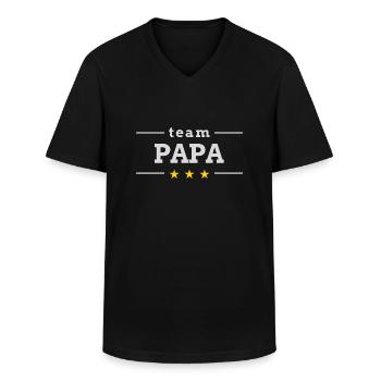 Team Daddy Father's Day Gift - Men's V-Neck T-Shirt - black - Front - AI Model Male 178 dark (178cm)