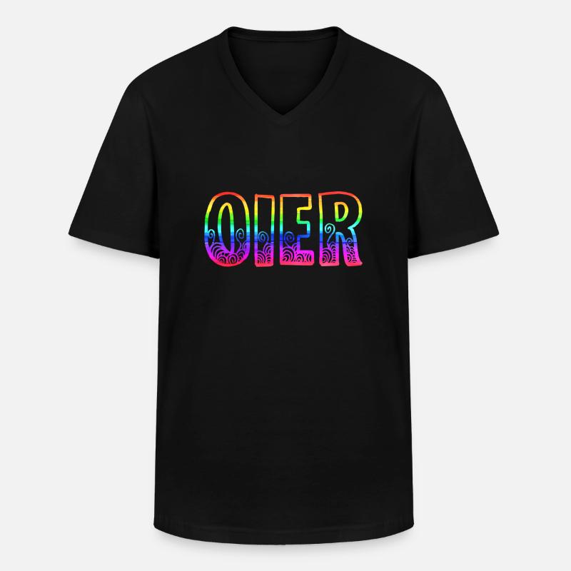 oier rs regenbogen - Männer-T-Shirt mit V-Ausschnitt - Schwarz