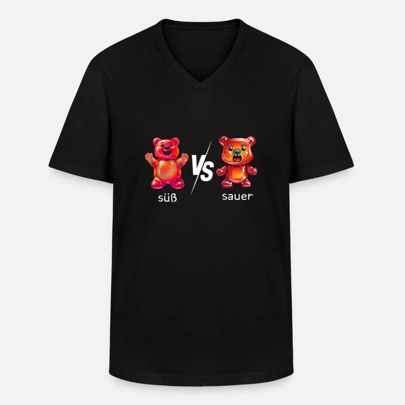 Süßes oder Saueres Gummibären - Männer-T-Shirt mit V-Ausschnitt - Schwarz