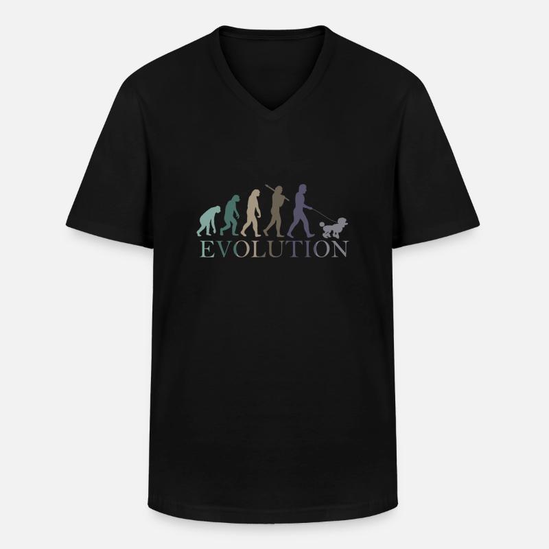 EVOLUTION POODLE - Men's V-Neck T-Shirt - black