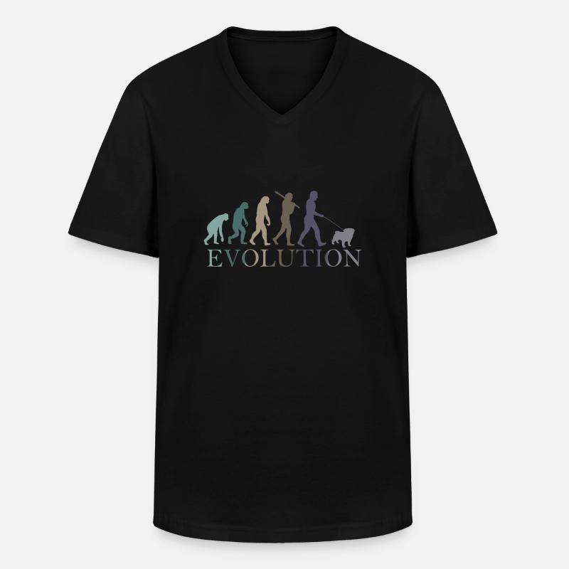 DIE EVOLUTION DES MOPSES - Männer-T-Shirt mit V-Ausschnitt - Schwarz
