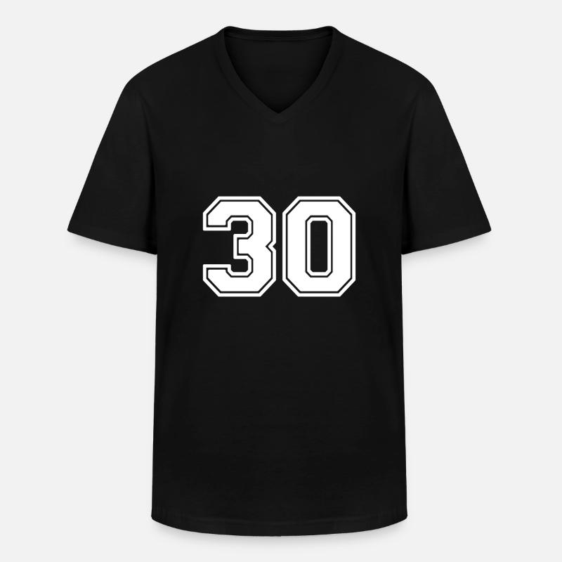 30 - Männer-T-Shirt mit V-Ausschnitt - Schwarz