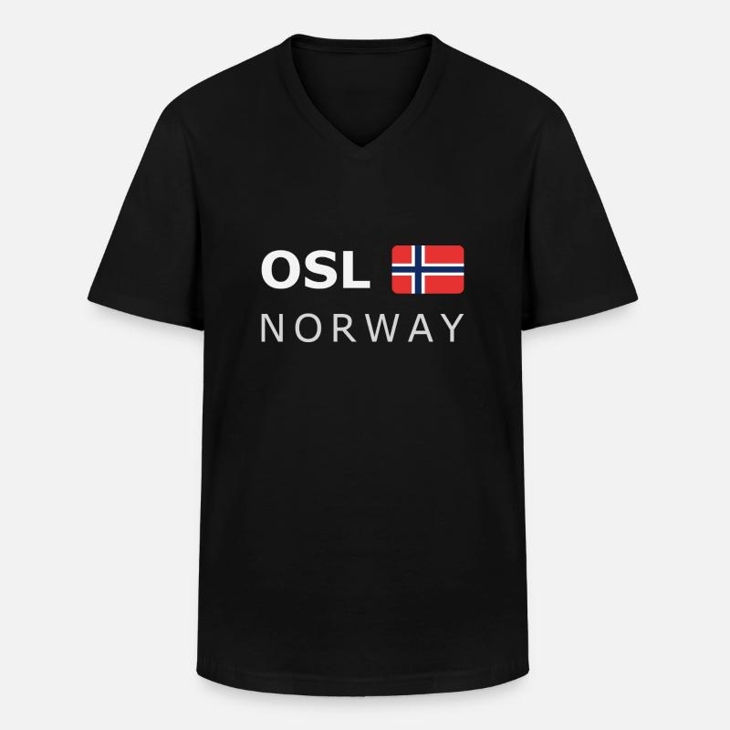 OSL NORWAY white-lettered 400 dpi - Maglietta da uomo classica con scollo a V - nero