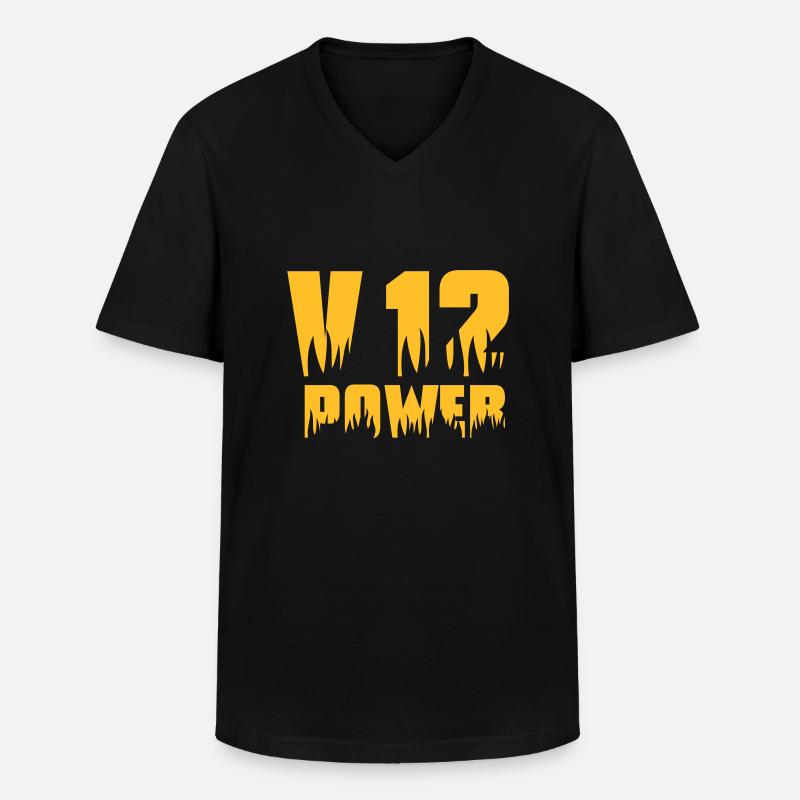 V12 POWER - Männer-T-Shirt mit V-Ausschnitt - Schwarz