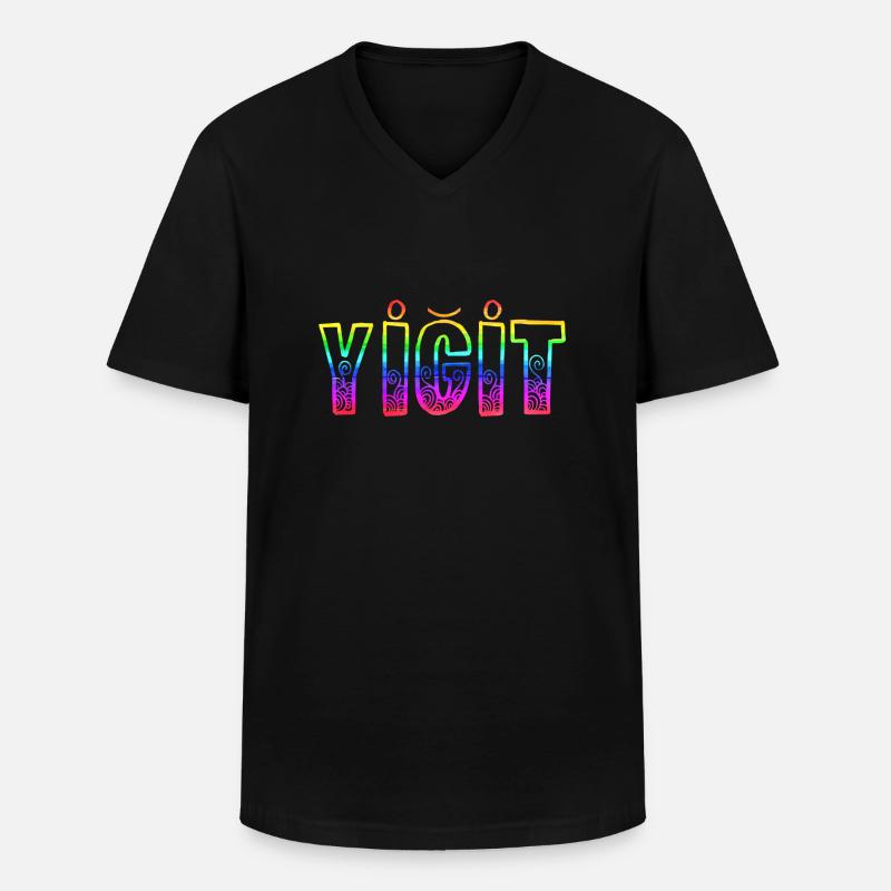 yigit rs regenbogen - Männer-T-Shirt mit V-Ausschnitt - Schwarz