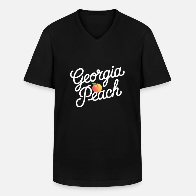 Georgia Peach Script - Men's V-Neck T-Shirt - black