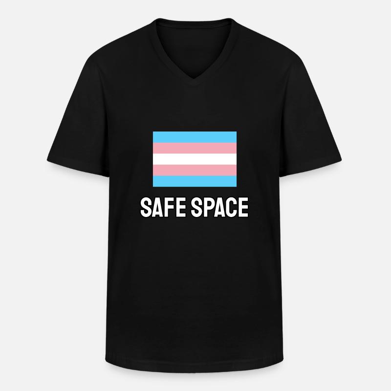 TRANS Safe Space - Transgender Pride - Männer-T-Shirt mit V-Ausschnitt - Schwarz