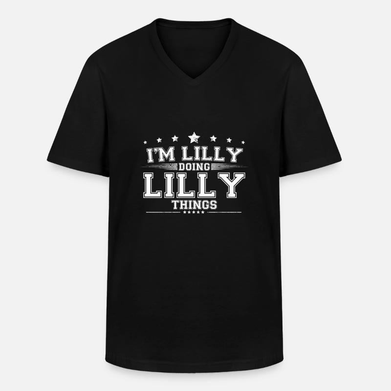 Lilly - Männer-T-Shirt mit V-Ausschnitt - Schwarz
