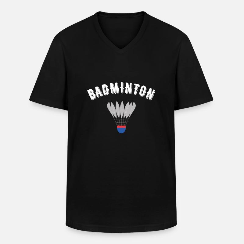 Badminton - Männer-T-Shirt mit V-Ausschnitt - Schwarz