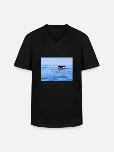 Wal - Männer-T-Shirt mit V-Ausschnitt - Schwarz