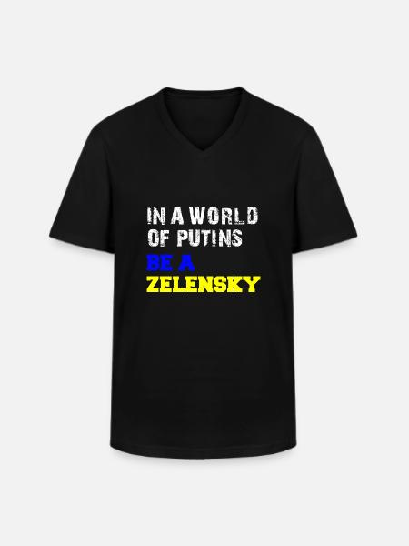 I en verden af Putins være en Zelensky - Klassisk herre T-shirt med V-udskæring - sort