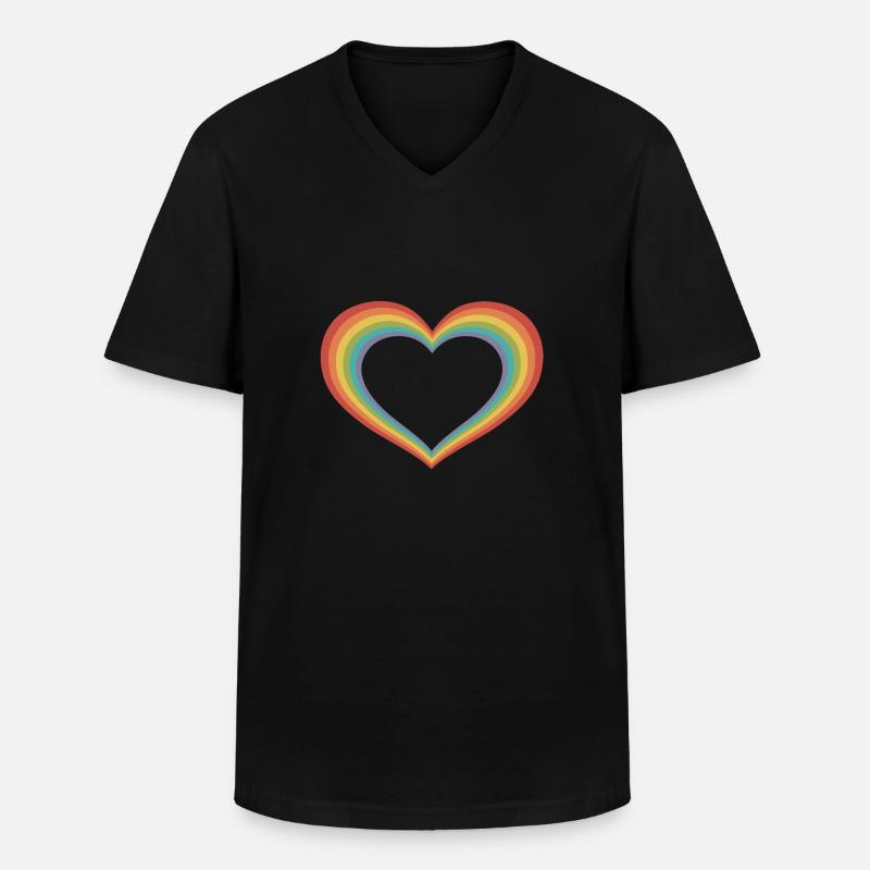 Großes Pride-Herz - Männer-T-Shirt mit V-Ausschnitt - Schwarz