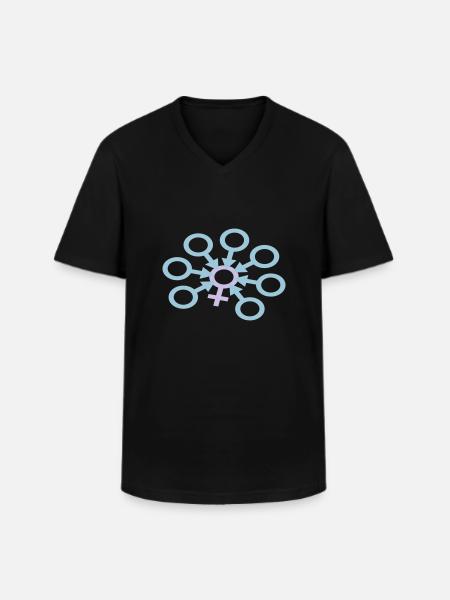 GangBang Symbol 2-farbig - Männer-T-Shirt mit V-Ausschnitt - Schwarz