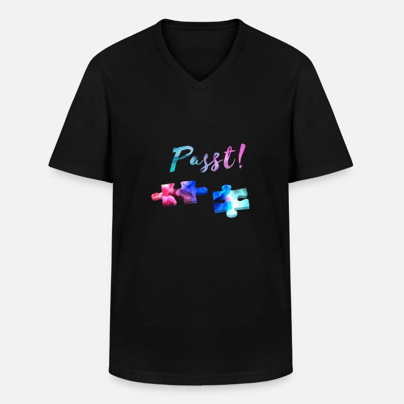 Puzzle - Männer-T-Shirt mit V-Ausschnitt - Schwarz